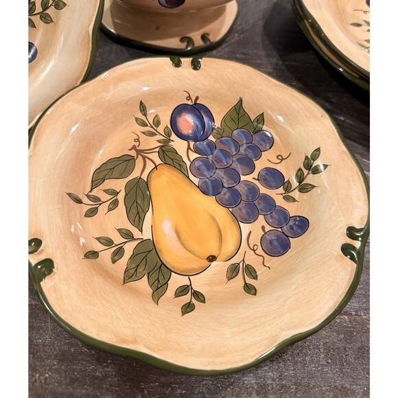 Home Trends Fruit Harvest 5 Pc Set Plates & Cookie Jar Hand Painted Stoneware - Picture 10 of 16
